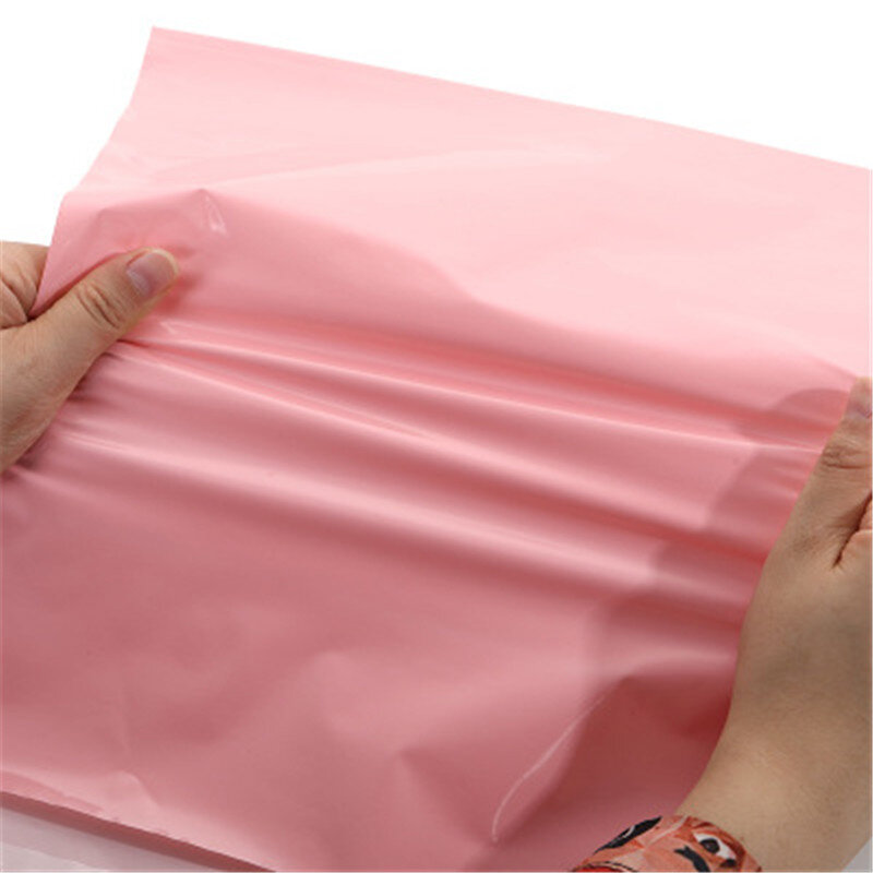 50 Teile/los Rosa Transluzenten Kurier Verpackung Taschen Verdicken Lagerung Tasche Wasserdichte Taschen PE Material Umschlag Mailer Post Mailing