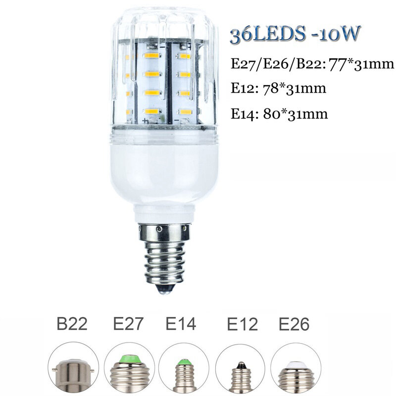 Ampoule Halogène à LED E12 E14, 10 Pièces, 10W 20W 25W 30W 4014 SMD E26 110V 220V 36 72 96 138