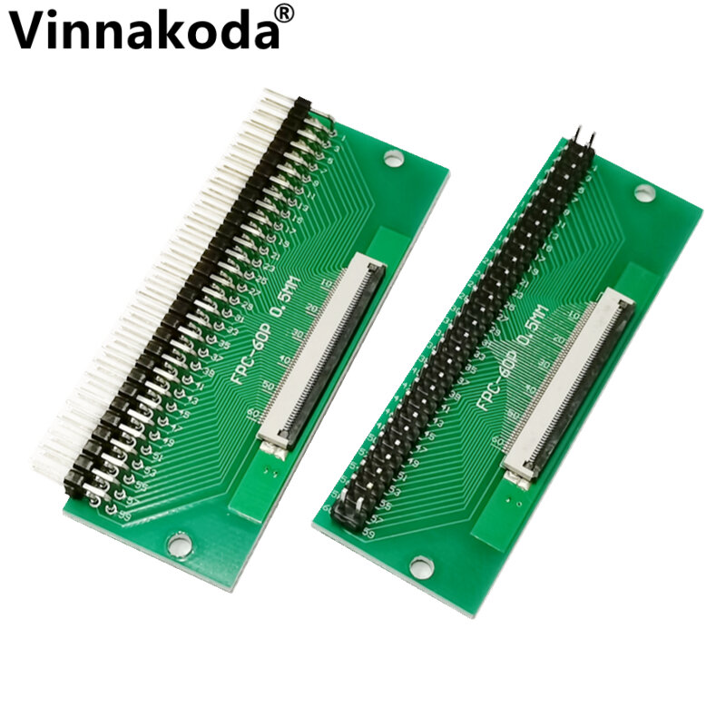 2PCS FFC/FPC adapter board 0.5MM-60P to 2.54MM welded 0.5MM-60P flip-top connector Welded straight and bent pin headers