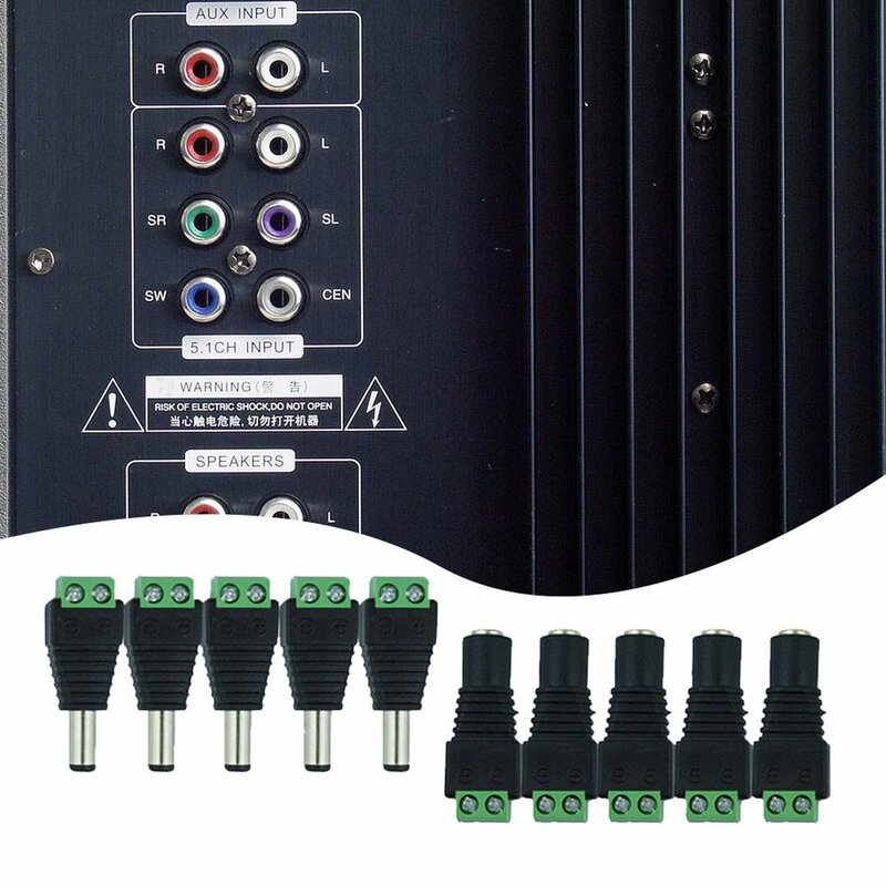 10 pares (20 peças) adaptador de tomada coax cat5 para bnc dc, conector macho dc fêmea, adaptador de tomada, av, bnc, utp para cctv, câmera, vídeo, balun
