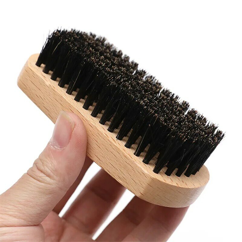 Cepillo de afeitar de cerdas de jabalí ecológico para hombres, cepillo de barba Natural de barbero portátil para limpieza Facial, herramientas faciales de bigote