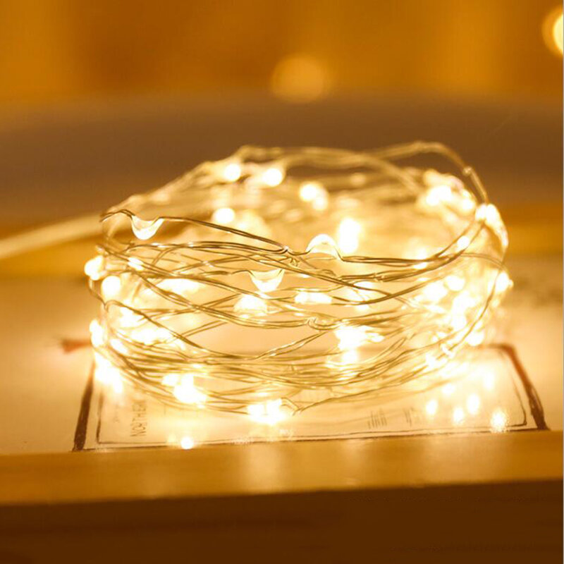 Luzes da corda da decoração do natal a pilhas 3 modo de férias rgb coloful luz de fadas para o quarto fio cobre garrafa luz tira
