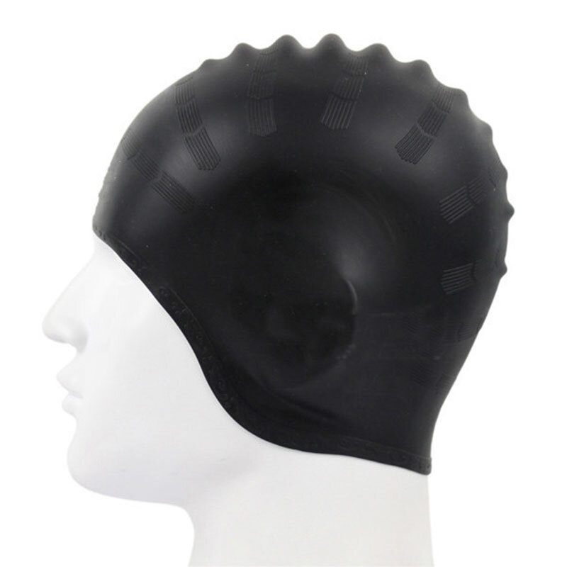 Topi Renang Dewasa Topi Kolam Renang Tahan Air Rambut Panjang Wanita Pria Wanita Topi Renang Menyelam Silikon Pelindung Telinga