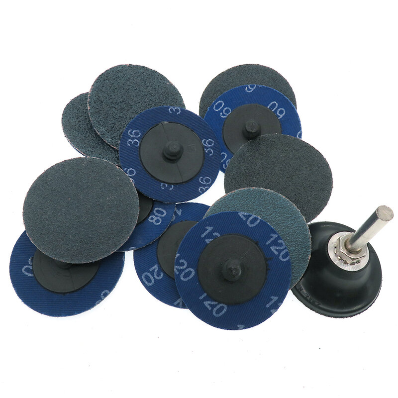 Discos de lijado de cambio rápido de circonita de 2 ", bloqueo de rollo, papel de lija tipo R, disco abrasivo de 50mm y 1/4", soporte para eliminación de óxido de pintura
