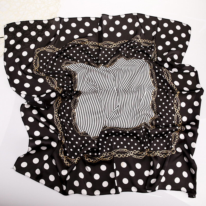 Yishine-女性用スクエアスカーフ,水玉模様の正方形,バンダナ,ヘッドラップ,2021x70cm