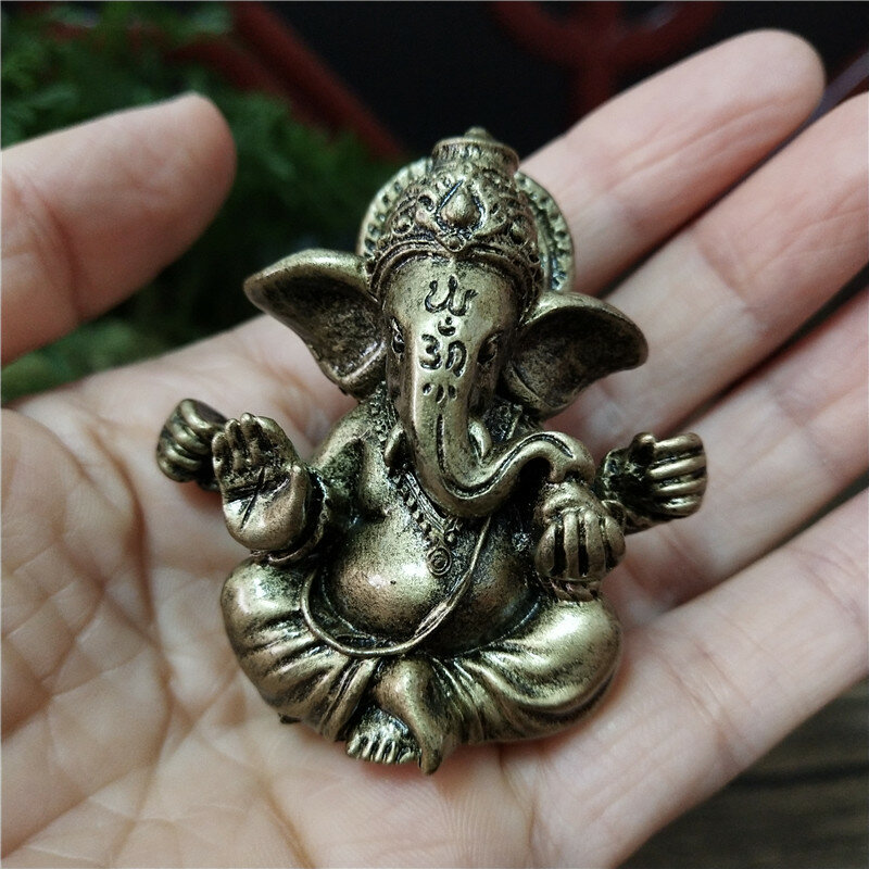 청동 색 주님 코끼리 동상 부처님 장식품 코끼리 힌두교 신 조각 인형, 홈 오피스 장식 부처님 동상