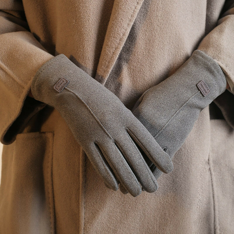 Зимние женские Простые Стильные однотонные модные бархатные утепленные сохраняющие тепло перчатки для сенсорных экранов замшевые мягкие варежки для велоспорта вождения