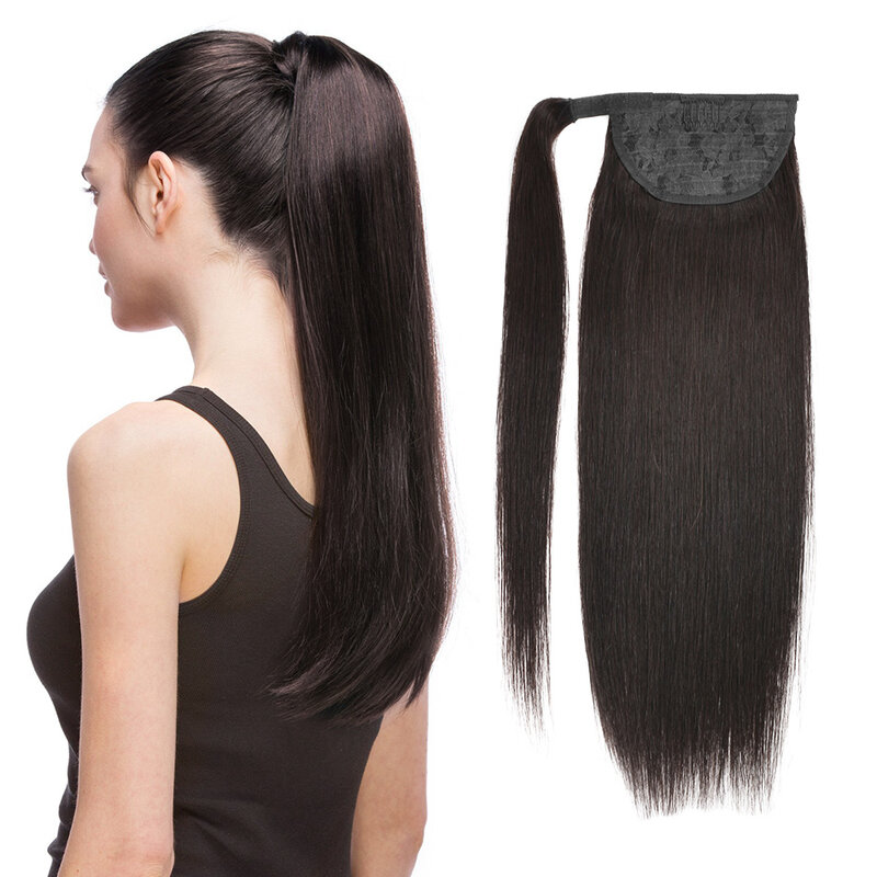 BHF человеческие волосы для конского хвоста Remy прямые европейские прически для конского хвоста 100 г 100% натуральные волосы для наращивания конского хвоста