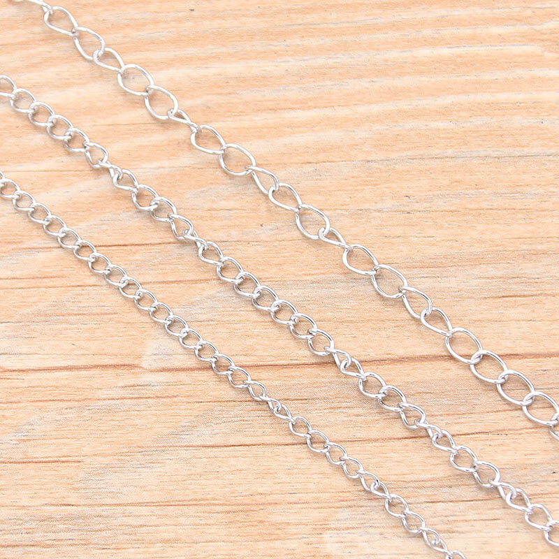 5 mètres/lot de 3 tailles de chaînes de queue de collier de polissage en acier inoxydable pour les découvertes de bijoux de bricolage matériaux de fabrication fournitures faites à la main