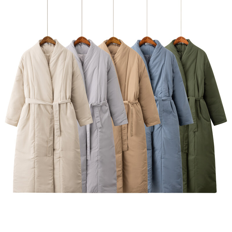 여성용 겨울 두꺼운 코트, 따뜻한 파카, 방수 맥시 롱 퍼퍼, 벨트 포함, 오버사이즈 캐주얼 아우터, 새로운 디자인 2024