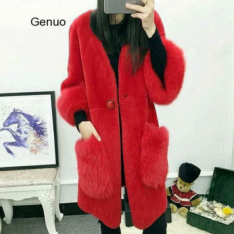 Winter High Quality Faux Fur Coat Female Elegant Long Fur Coat Loose V-Neck OverCoat Thick Warm  Women Plush Coats 2020