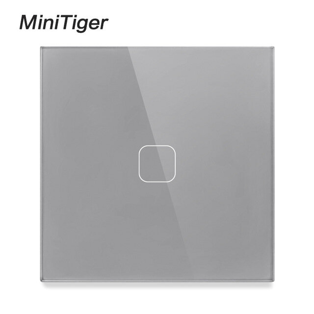 Minitiger-interruptor de parede com sensor de toque, luxo, padrão ue/gb, luz, cristal cinza, vidro, energia, 1/2/3, unidirecional, ac, 2/3 v