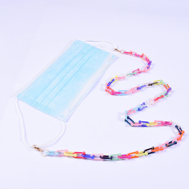 Fonkelende Acryl U-vorm Glazen Ketting Voor Meisjes Vrouwen Gezichtsmasker Lanyard Chain Zonnebril Nek Bandjes Houder Kids Kinderen Gift