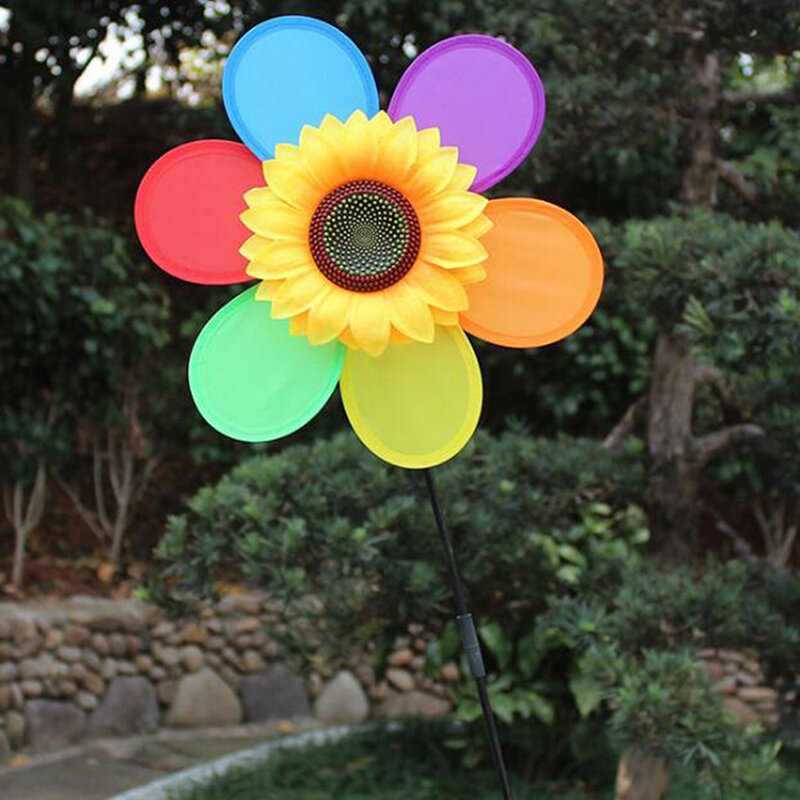 1pc  Funny Lovely Child DIY Colorful Sunflower Windmill Toy Children Outdoor Activities Toy Garden Decor Gift