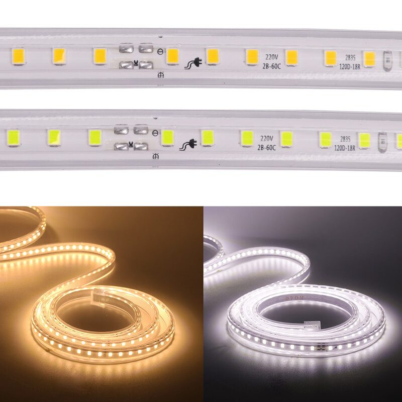 LED Streifen Licht 220V Flexible LED Band SMD2835 120 LED Wasserdichte LED Band mit EU Schalter Stecker für Hause dekoration