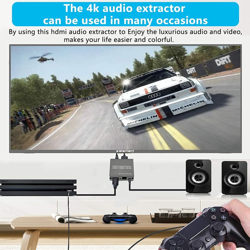 4K 60HZ HDMI Audio Extractor Converter 2.0 Converter HDMI to HDMI + Optical Toslink SPDIF + 3.5mm AUX Stereo Audio Out