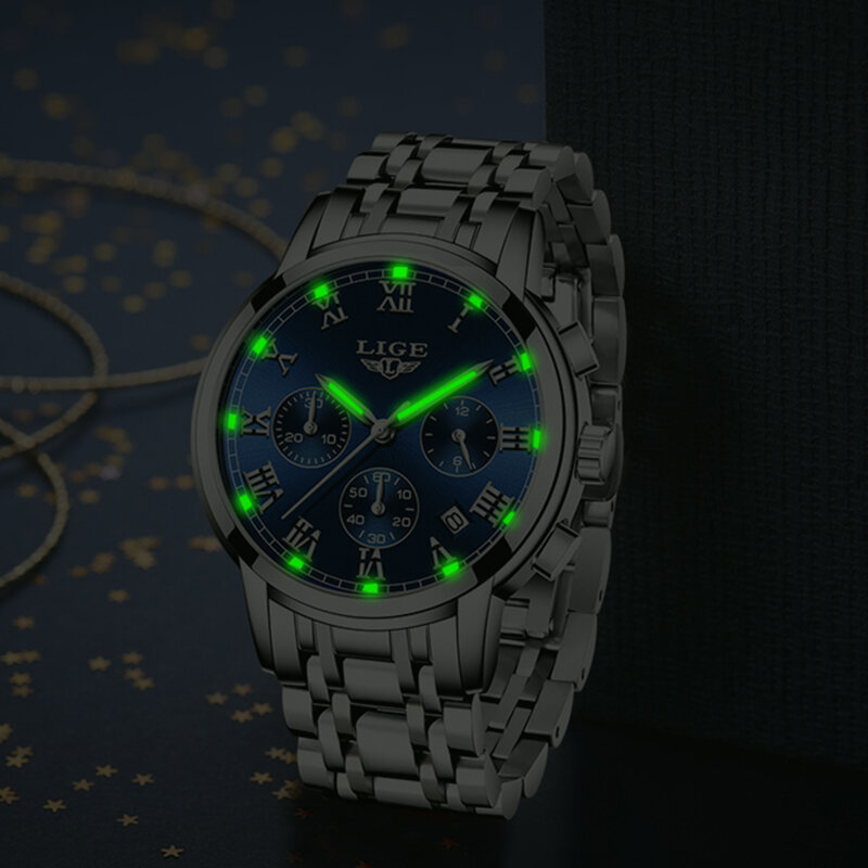 LIGE-Relógio de quartzo de aço inoxidável impermeável feminino, Ladies Relógios, Top Brand, Luxo, Data, Relógio, Presente, Nova Moda, 2023