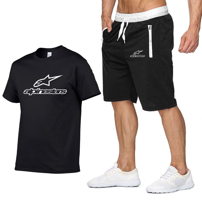 Conjunto de camiseta y pantalones cortos para hombre, chándal y pantalón corto de verano, informal, para la playa, S-XXL