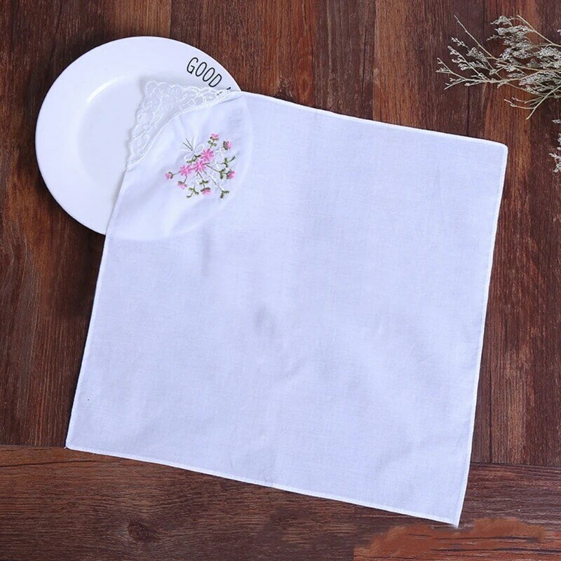 6 шт., винтажный хлопковый женский кружевной носовой платок с вышивкой, Женский носовой платок с цветочным узором