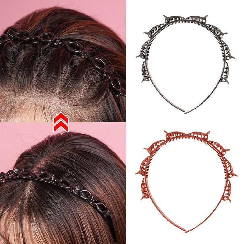 Double Layer Bandas Clip Hairbands para Mulheres, Headband trançado plástico, Headwear tricô punk, acessórios para cabelo, moda, novo, 1pc