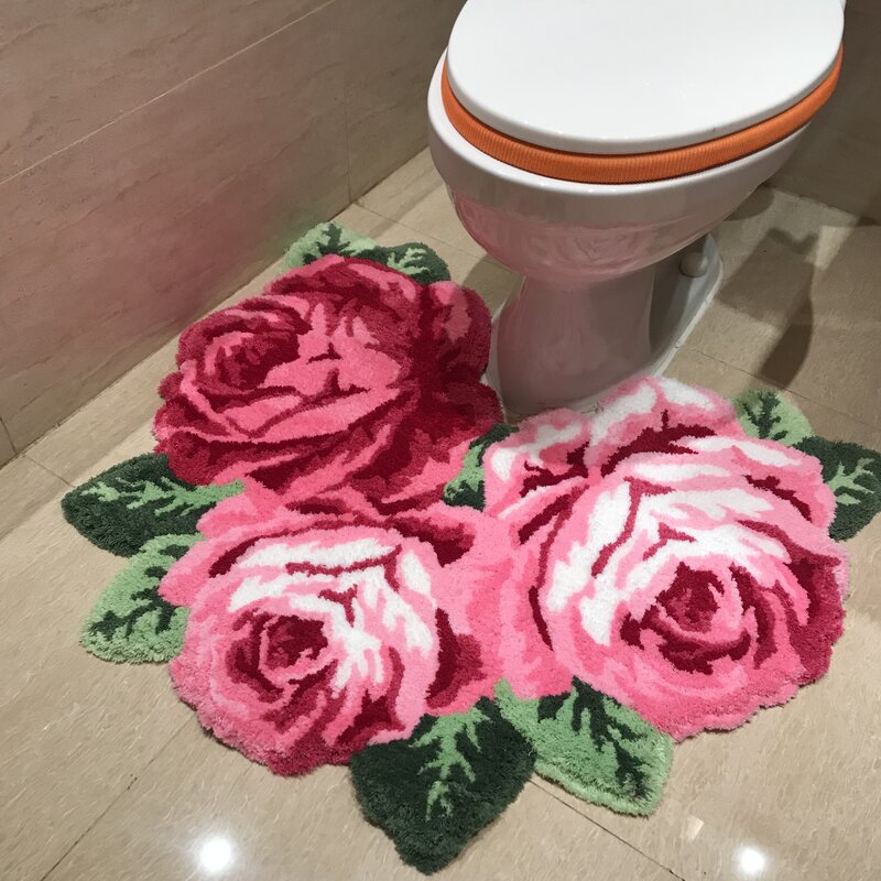 Nova chegada venda quente bonito e macio rosa tapete para banheiro rosa tapete para tamborete para fezes