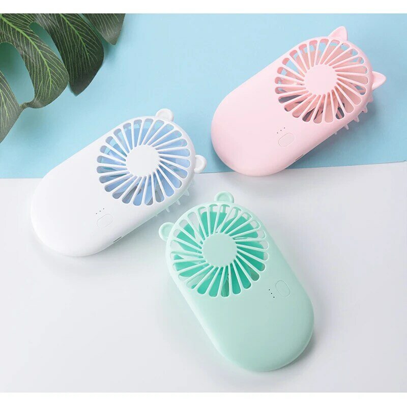 Hot Style Cute Portable Mini Fan Handheld USB Chargeable Desktop Fans 3 Mode Adjustable Summer Cooler For Outdoor Travel Office