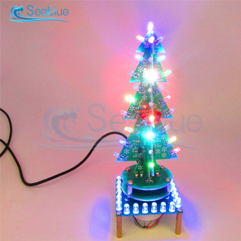 DC4-5.5V rotativa colorida música árvore de natal lâmpada de água led + respiração luz peças com usb