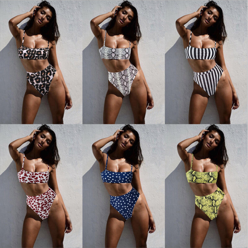 Sexy snake print bikini 2019 feminino maiô feminino tanga push up biquinis definir fatos de banho de cintura alta para maiô
