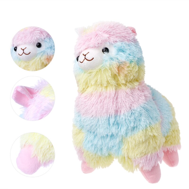 Rainbow Alpaca Plush Toyตุ๊กตาLamaตุ๊กตาผ้าฝ้ายตุ๊กตาสัตว์ของเล่น