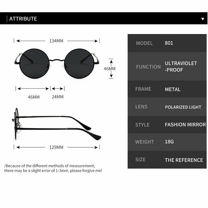 MYT_0279 العلامة التجارية مصمم النظارات الشمسية المستقطبة المستديرة الرجال النساء الرجعية نظارات شمسية الذكور الإناث إطار معدني نظارات القيادة UV400