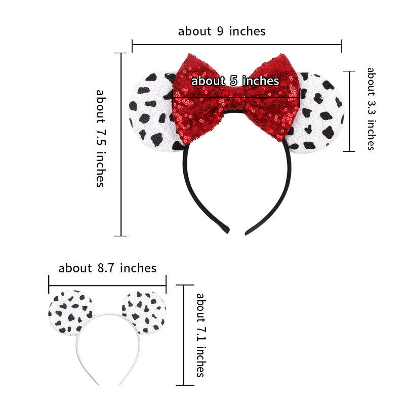 Newest Mickey Mouse Ears Headband Cartoon Sequins 5"Bow Headwear Girls Children Festival Party DIY Hair Accessories