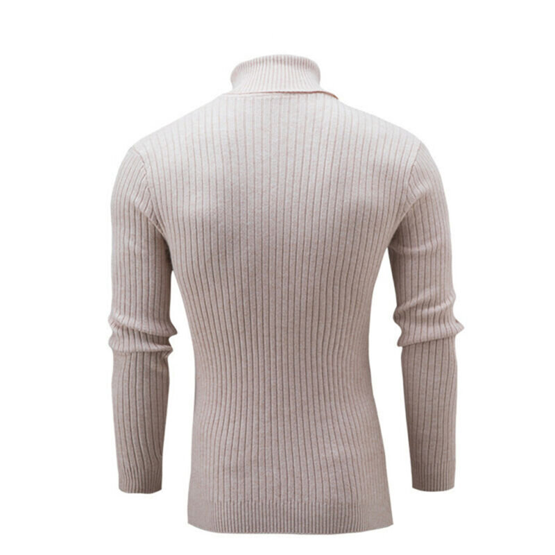 Męska Casual Slim sweter z golfem ciepłe z długim rękawem topy dzianiny Plus rozmiar