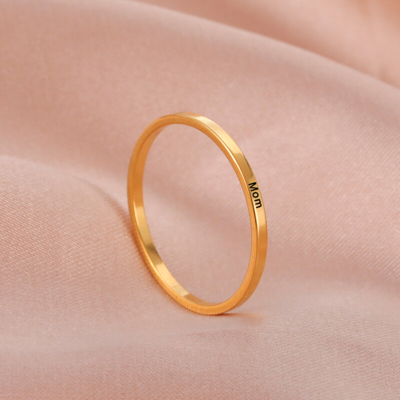 Skyrim 패션 맞춤 이름 각인 반지, 스테인레스 스틸 골드 컬러 맞춤 반지, 연인 엄마용 기념일 주얼리 선물