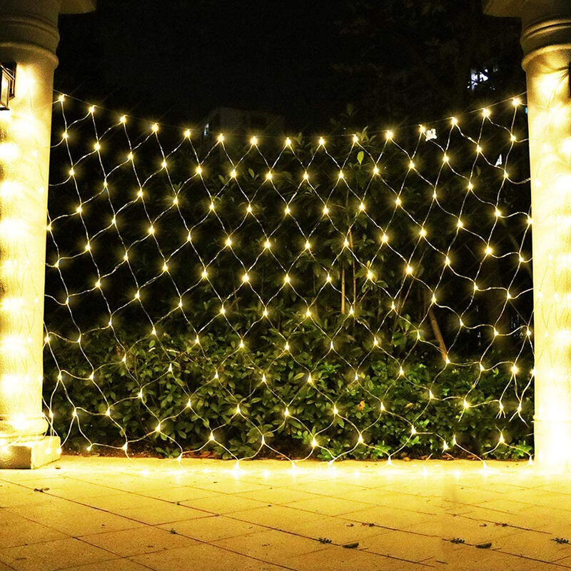 1.5*1.5 متر 3x2 متر 10x1 متر 6X4M عيد الميلاد صافي ضوء في الهواء الطلق شبكة تعمل بمصابيح LED شبكة سلسلة ضوء حديقة عطلة حفل زفاف الجنية ضوء جارلاند
