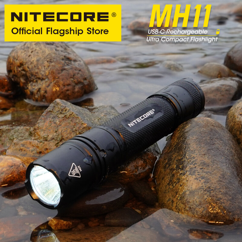NITECORE-Lampe de Poche Légère et Rechargeable par USB, Torche Lumineuse avec 11 Batteries 18650, Idéal pour la Pêche Nocturne et le Trekking en Plein Air