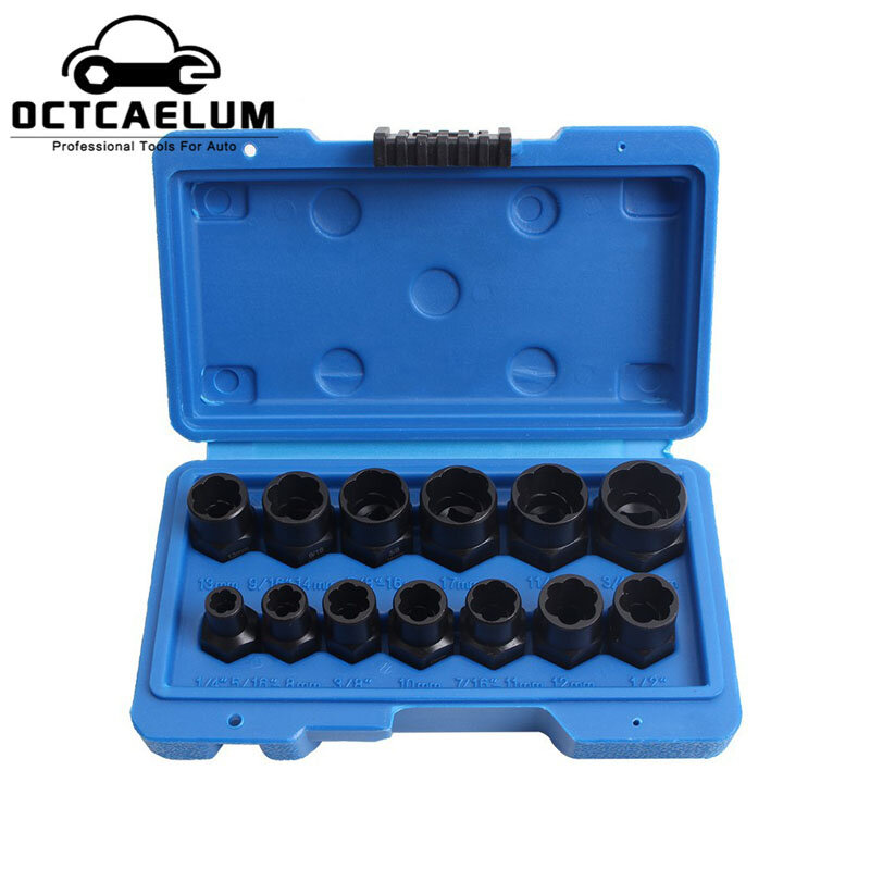 13Pcs 3/8 "Impact เสียหาย Bolt Nut Remover Extractor ซ็อกเก็ตชุดเครื่องมือ Remover AT2346