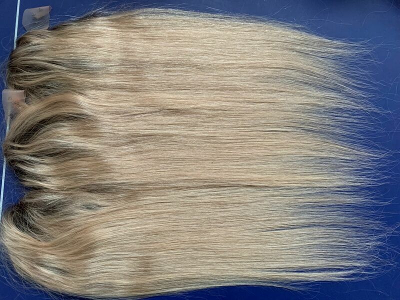 6-20インチオンブル色人間の髪トッパーブロンドpuモノラルベース100% レミー髪肌クリップ4/613で女性のためのかつら
