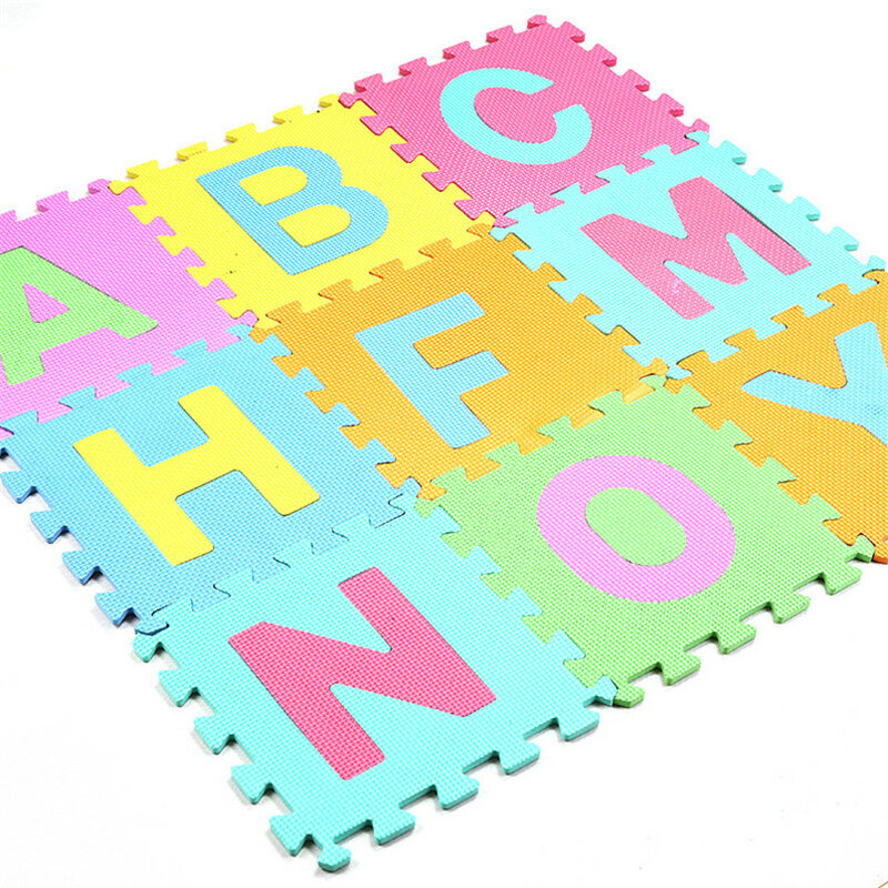 26 Pcs/set 30*30 Cm Kartun Alfabet Bahasa Inggris Pola Bayi Merangkak Tikar Mainan Puzzle untuk Anak EVA Busa Yoga huruf Tikar Belajar Mainan
