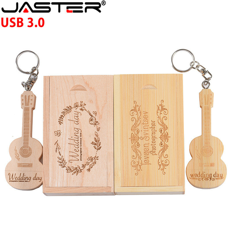 Jaster pendrive de guitarra, logotipo personalizado, usb, 8gb, 16gb, 32gb, 64gb, 3.0 gb, de madeira criativa