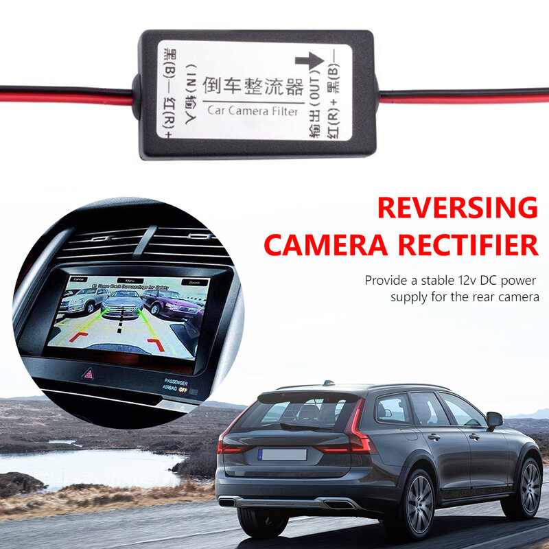 12v dc conector do filtro do relé de energia, filtro de câmera do carro para estacionamento do carro, câmera de visão traseira reversa de backup