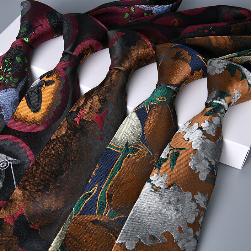 남성용 슬림한 넥타이, 꽃무늬 코르바타스, 2023 레드 넥타이, 레트로 웨딩 액세서리, 7cm