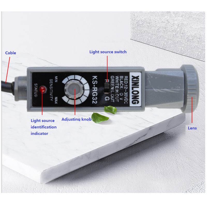 Sensor de color estándar para corrección fotoeléctrica, máquina de bolsas para ojos, interruptor fotoeléctrico, KS-RG32 colores