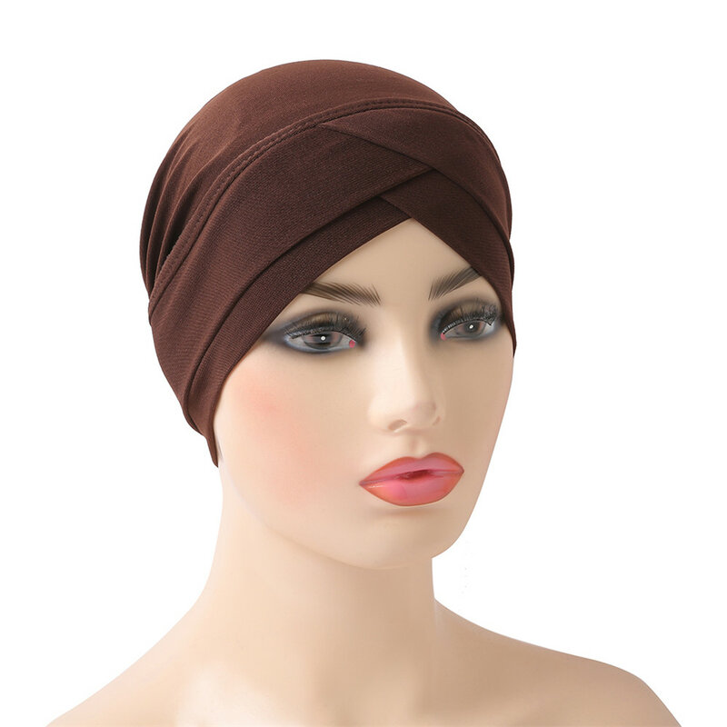 Damski muzułmański hidżab Turban jednolity kolor Chmeo czapka kapelusz islamski szalik na głowę Wrap Arab Beanie Bonnet utrata włosów pokrywa Stretch chustka na głowę