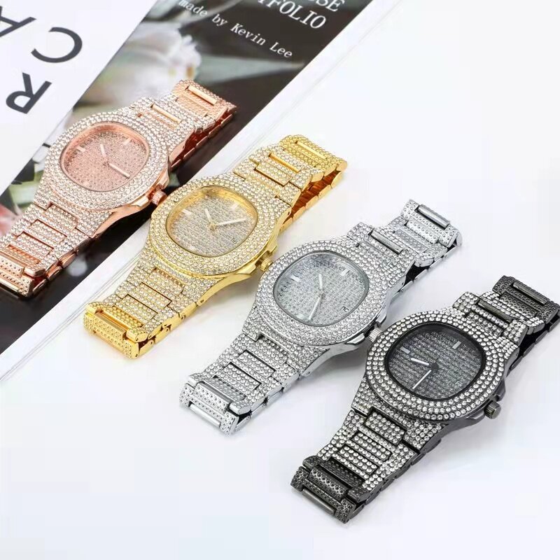 Reloj de cuarzo con correa de acero de diamante completo Sky Star para mujer, reloj deportivo retro de negocios, moda de lujo, alta calidad