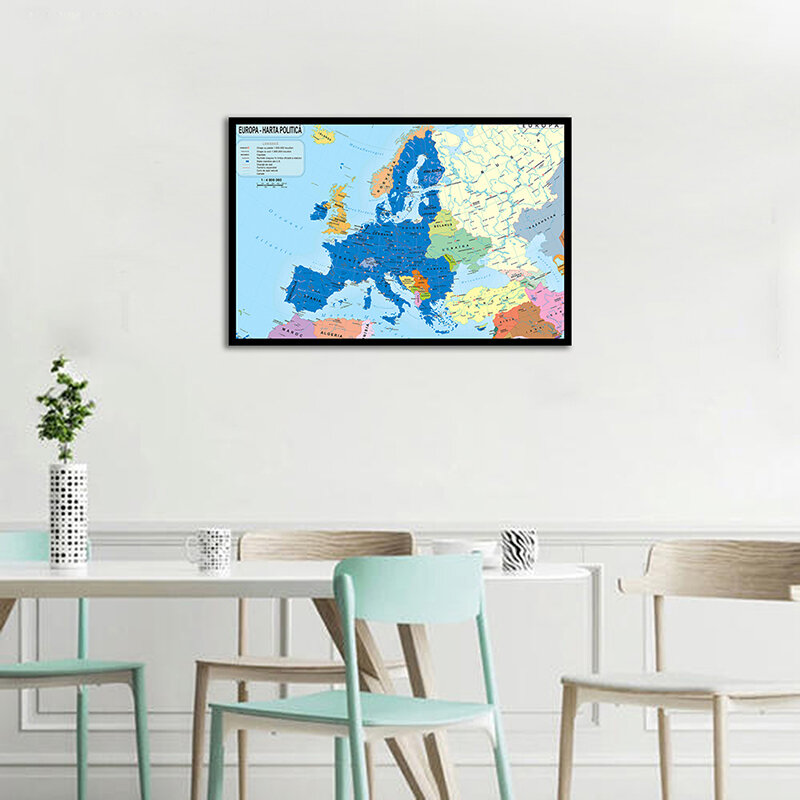 59x42cm tela mapa da europa em romeno decorativo mapa da europa posters barra decoração adesivo de parede sala de escritório em casa suprimentos