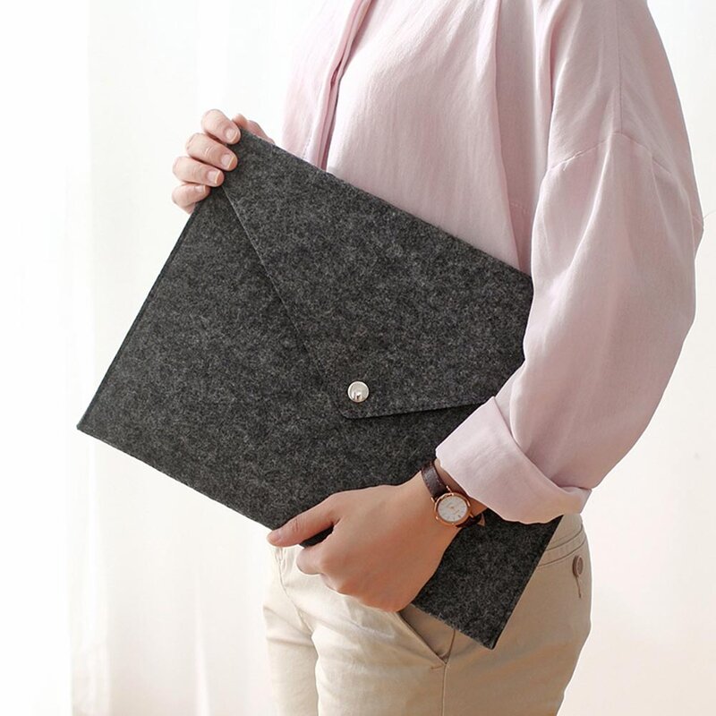 Nuovo portatile semplice solido A4 borsa per documenti di grande capacità valigetta da lavoro cartelle per cartelle in feltro