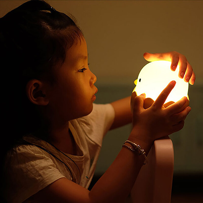 Kinder Nachtlampje, Verjaardagscadeaus Oplaadbare Zachte Siliconen Verstelbare Baby Nachtlampje Met Aanraaksensor, Wit/Warm Licht