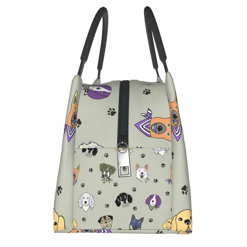 NOISYDESIGNS Cute Puppy Print Portable Lunch Bag Travel Outdoor Large Capacity Picnic Food Bag Oxford Cloth Cooler Meal Bag