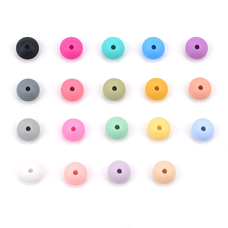 12MM 100 sztuk/partia silikonowe lentil koraliki silikonowe BPA bezpłatne DIY Charms noworodka opieki akcesoria ząbkowanie naszyjnik ząbkowanie zabawki