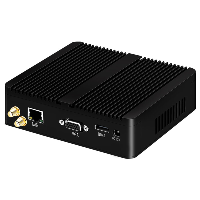 PC Mini Intel Celeron J1900 tanpa kipas komputer tanam Windows Linux 4x USB WiFi Gigabit Ethernet HDMI VGA Display klien tipis